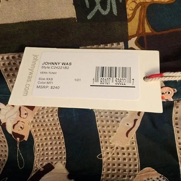 Johnny Was Vera Multi Color Patchwork Tunic size XXSmall New Boho - Picture 11 of 13